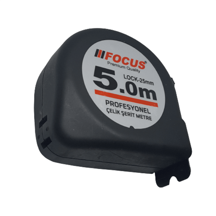 Focus Şerit Metre 5 mt x 25 mm 1.Kalite Siyah-SYH-SD-Q5025