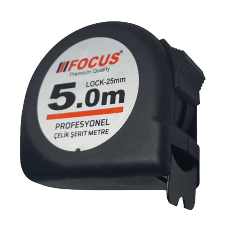 Focus Şerit Metre 5 mt x 25 mm 1.Kalite Siyah-SYH-SD-Q5025