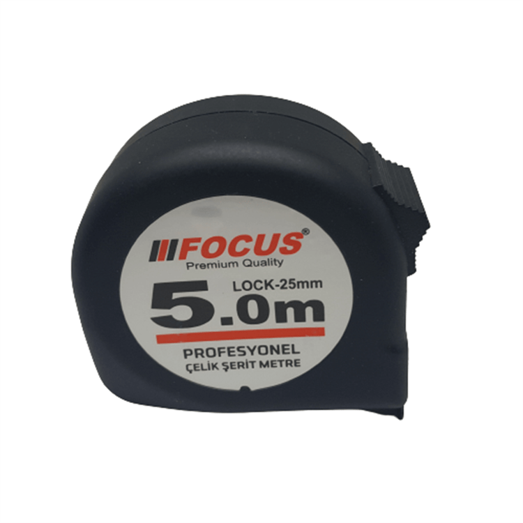 Focus Şerit Metre 5 mt x 25 mm 1.Kalite Siyah-SYH-SD-Q5025