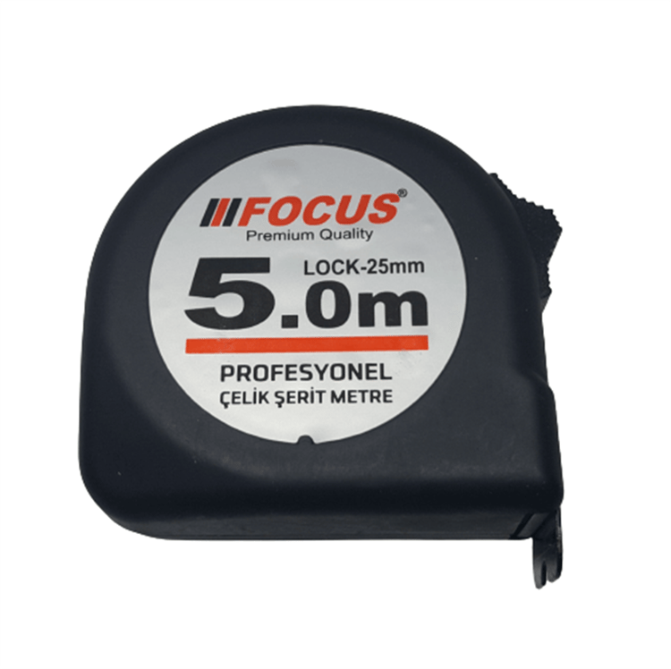 Focus Şerit Metre 5 mt x 25 mm 1.Kalite Siyah-SYH-SD-Q5025