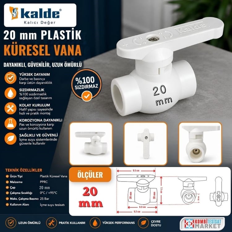 kplkrsv20-Kalde 20 mm Plastik Küresel Vana