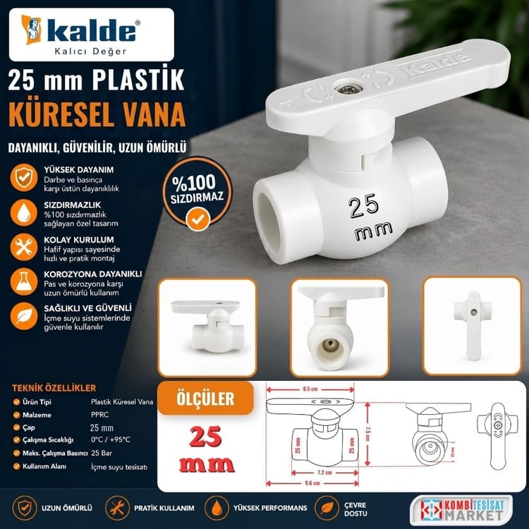 kplkrsv25-Kalde 25 mm Plastik Küresel Vana