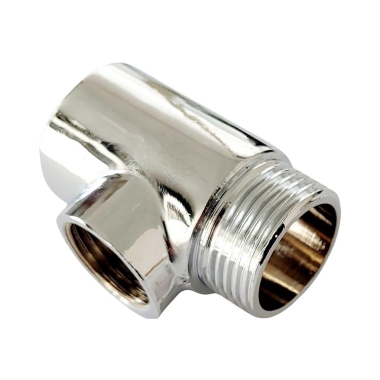 kalde-krom-t-02-Kalde Delikli Batarya Uzatması 3/4x1/2x3/4 Krom Te