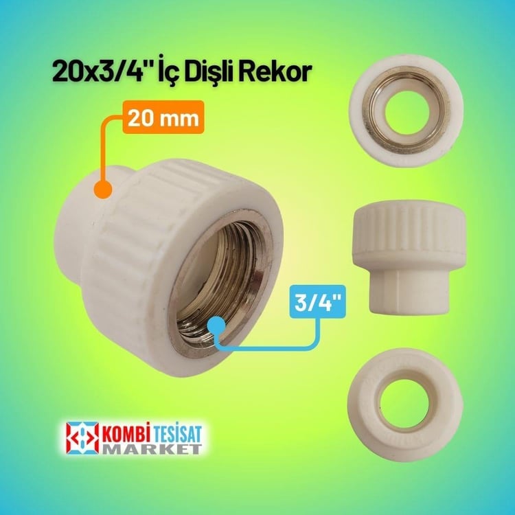 kplidr20-1-Kalde Dişi Nipel Ø20x3/4 İç Dişli Rakor