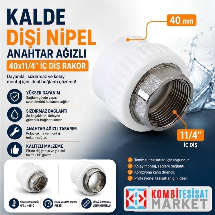 kplidr40-Kalde Dişi Nipel Ø40x11/4 İç Dişli Rakor