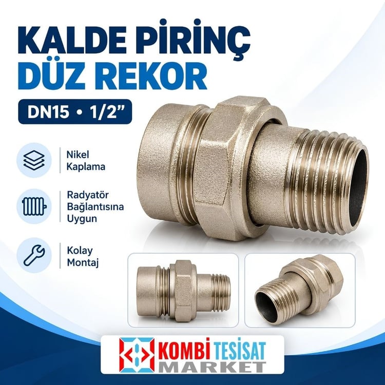ksarr15-Kalde Düz Rakor Pirinç 1/2”