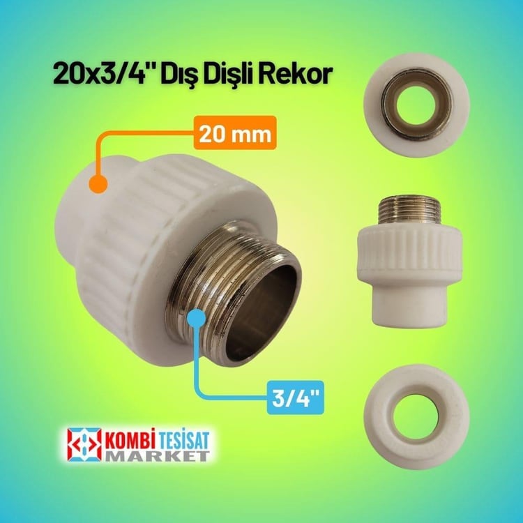 kplddr20-1-Kalde Erkek Nipel Ø20x3/4 Dış Dişli Rakor
