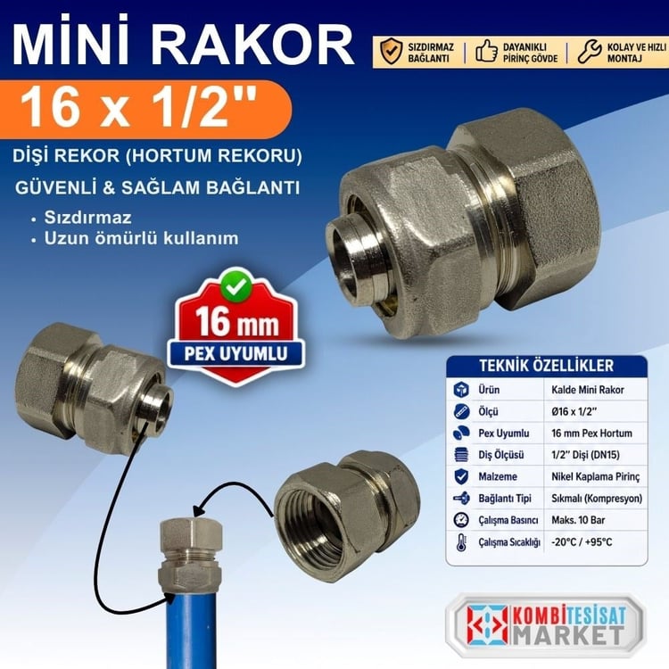 Kld-mini-rak01-Kalde Mini Rakor Ø16x1/2'' - Dişi Rekor