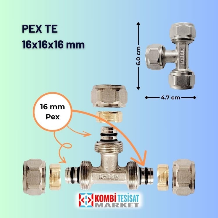kpex-dr1616-Kalde Mobil Boru Pex Te Parçası 16x16x16 mm