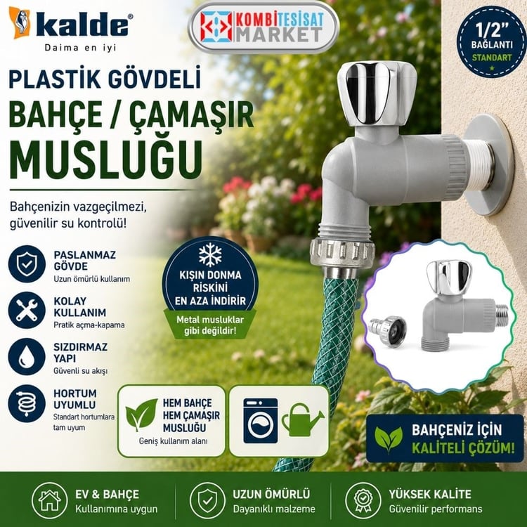 kalde-pls-mus01-Kalde Plastik Gövdeli Bahçe I Çamaşır Musluğu 1/2''
