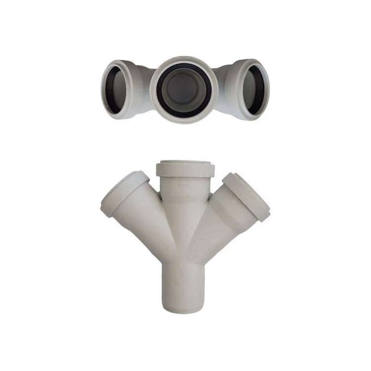 kpvc2cat5050-Kalde Pvc Çift Çatal 45°-50x50x50