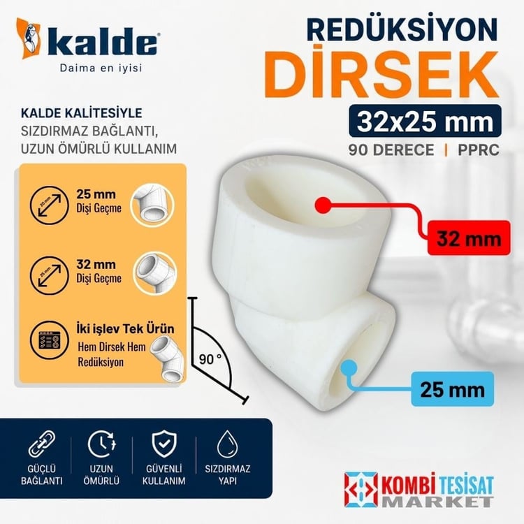 kplrdr3225-Kalde Redüksiyon Dirsek 32x25 mm-90 Derece