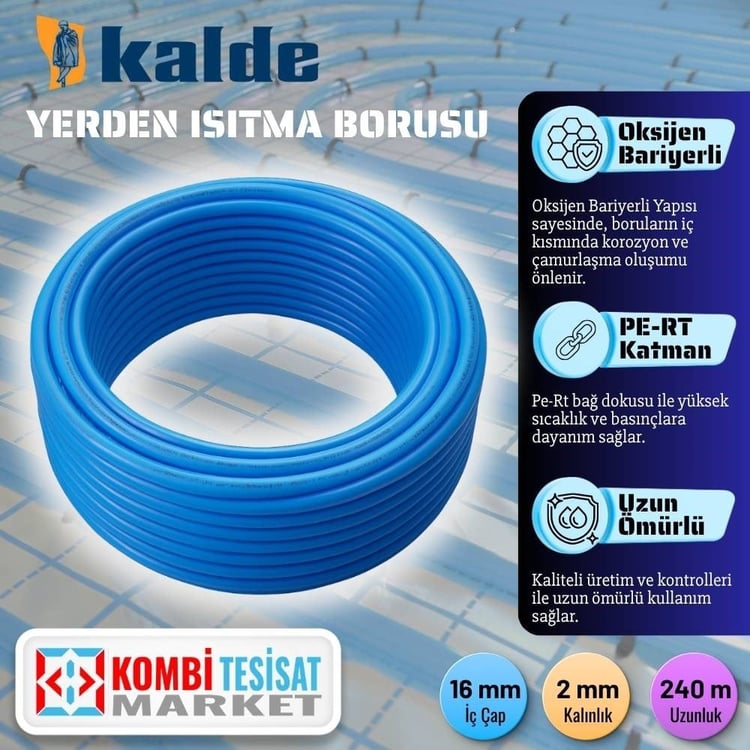 kpex-yerden-o2-240-Kalde Yerden Isıtma Borusu Pe-Rt 16x2 Oksijen Bariyerli-240 mt