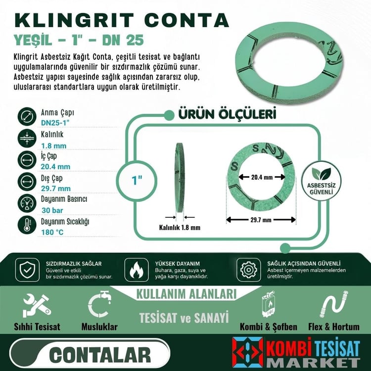 kl-conta-25-Klingrit Conta - Yeşil - 1'' - DN 25