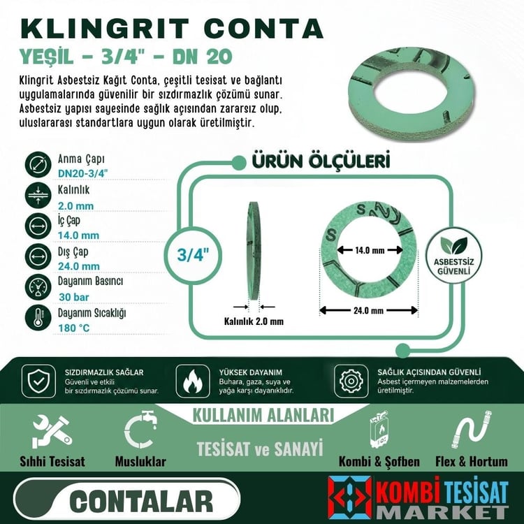 kl-conta-20-Klingrit Conta - Yeşil - 3/4'' - DN 20