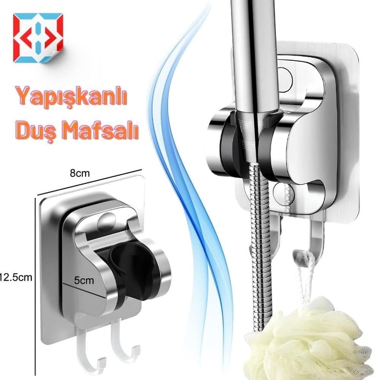 Banyo Aksesuarları-Diğer-Krom Duş Başlığı Askısı Kendinden Yapışkanlı-dus-ask-k01