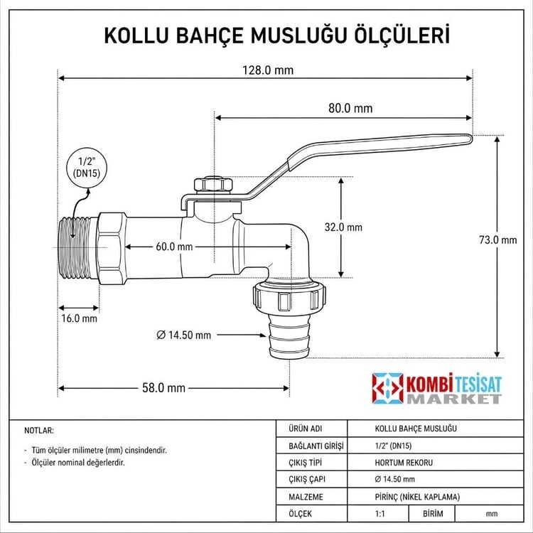 kbm1501-Küresel Bahçe Musluğu 1/2