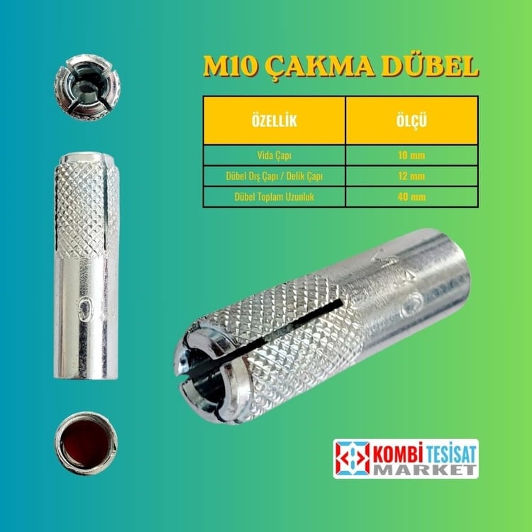 celdubcak10-M10 Çelik Çakma Dübel 10 mm