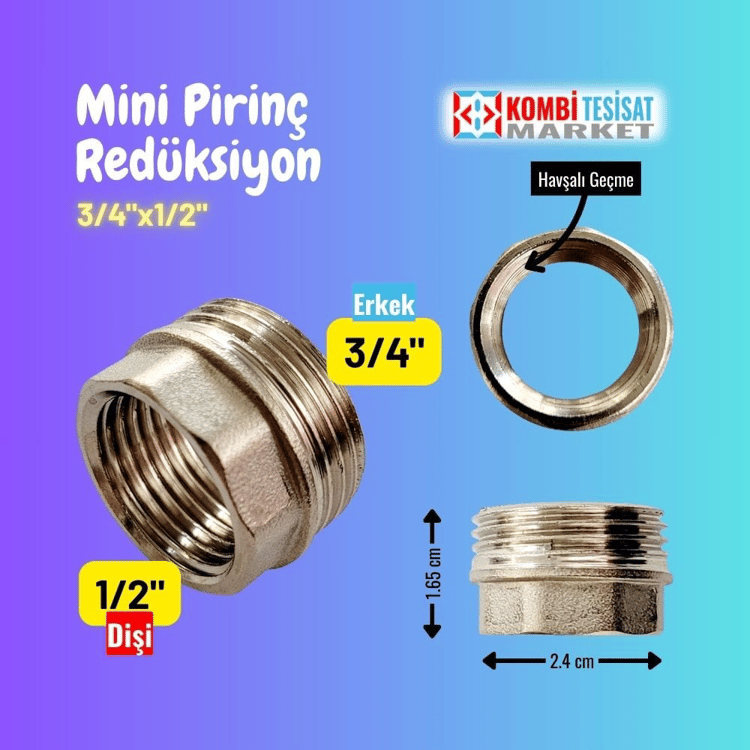 rrak2015-Mini Pirinç Redüksiyon 3/4x1/2