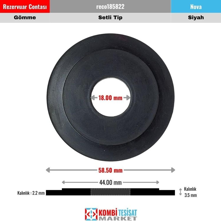 CONTALAR-Diğer-Nova Gömme Rezervuar Tahliye Contası 18x58 mm Setli Siyah-reco185822