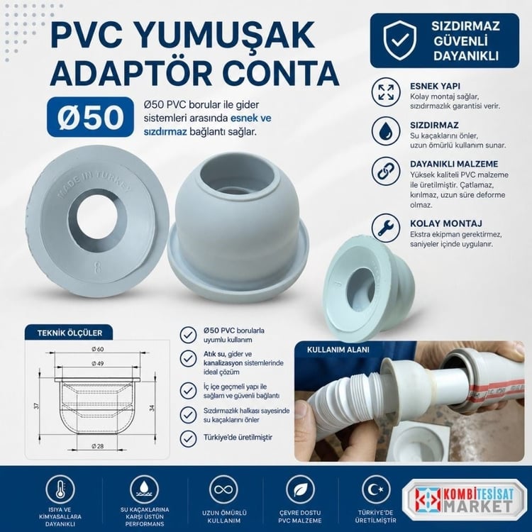 PVCAD01-Pvc Yumuşak Adaptör Conta Ø50