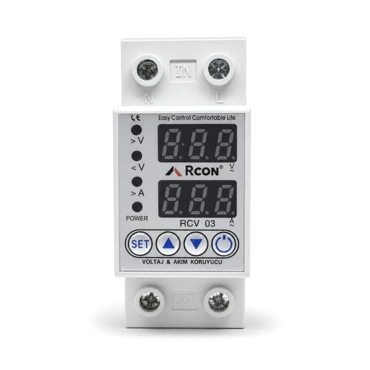 rcv03-Rcon RCV 03 Akım ve Voltaj Korumalı Monofaze 63A Sigorta
