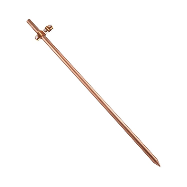 Bakırç03-Saf Bakır Topraklama Çubuğu-80 cm 12 mm-Klemens Dahil