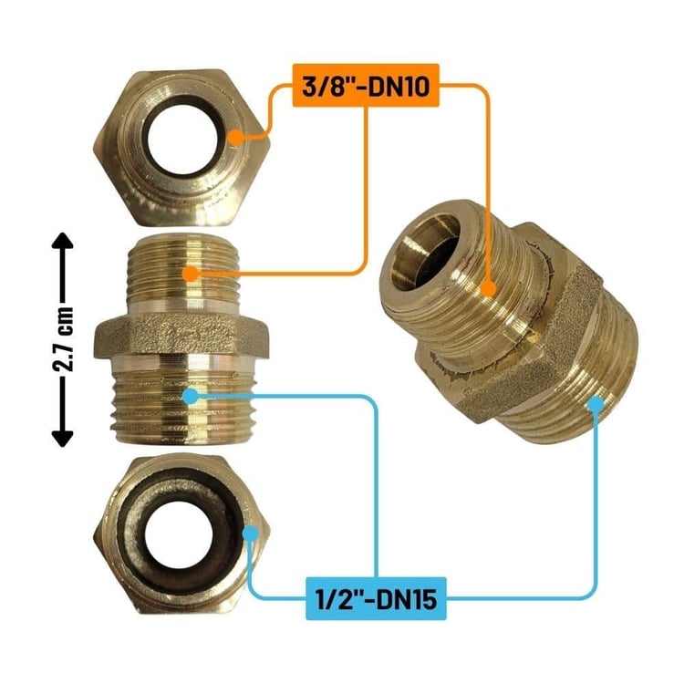 METAL FİTTİNGS [SARI EK PARÇALAR]-Diğer-Sarı Orantılı Nipel 1/2