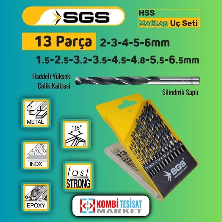 KESİCİ ve DELİCİLER-SGS-SGS 13 Parça Hss Matkap Ucu Seti-SGS1417