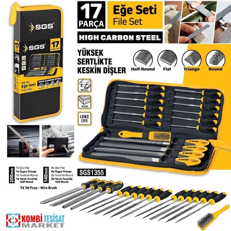 SGS1355-SGS 17 Parça Eğe Seti