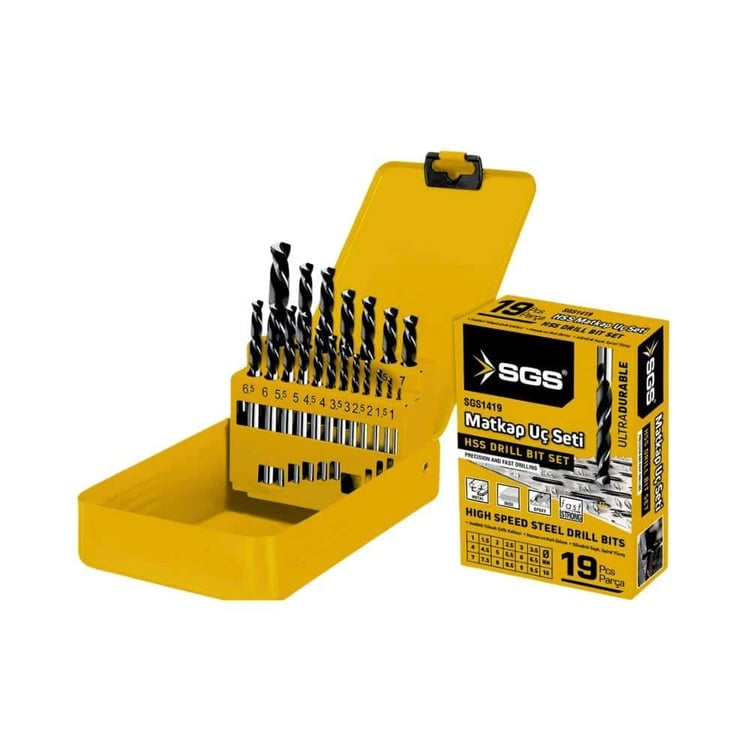 KESİCİ ve DELİCİLER-SGS-SGS 19 Parça Hss Matkap Ucu Seti-SGS1419