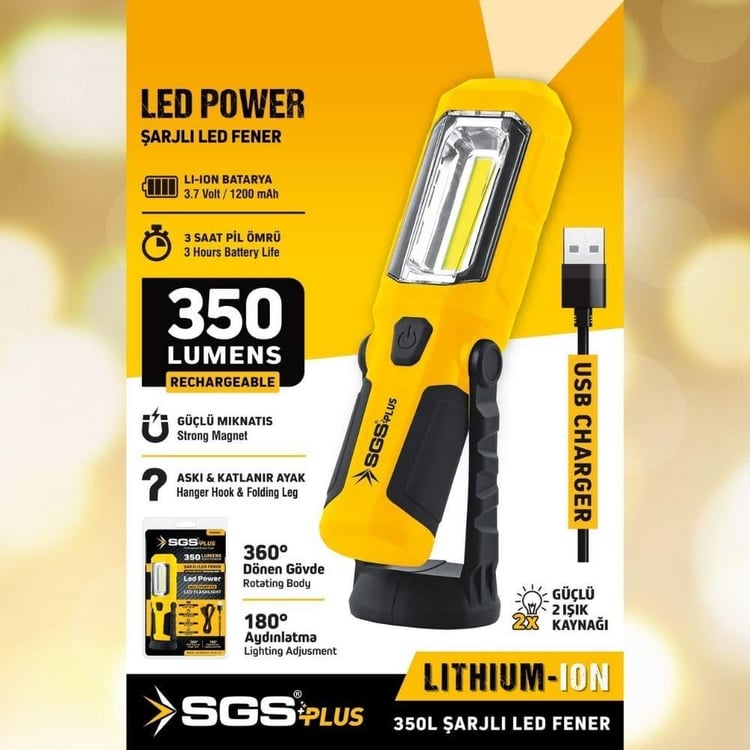 ELEKTRİK EMNİYET MALZEMELERİ-SGS-SGS 350 Lümen Şarjlı Led Fener-SGS5054