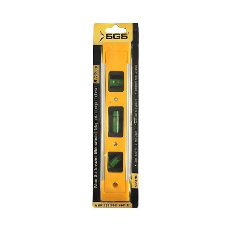 ÖLÇÜM ALETLERİ-SGS-SGS Alüminyum Mıknatıslı Su Terazisi Mini 23 cm-SGS1709