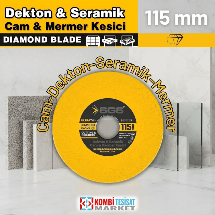 SGS2245-SGS Cam-Dekton-Seramik-Mermer Hassas Elmas Kesici 115 mm