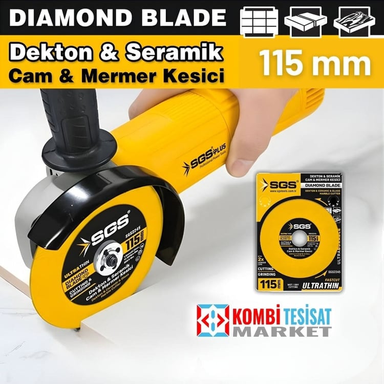 SGS2245-SGS Cam-Dekton-Seramik-Mermer Hassas Elmas Kesici 115 mm