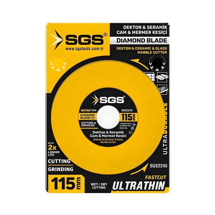 SGS2245-SGS Cam-Dekton-Seramik-Mermer Hassas Elmas Kesici 115 mm