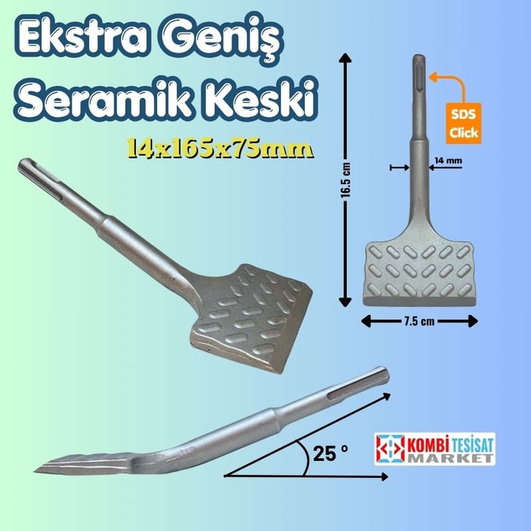SGS1487-SGS Ekstra Geniş Seramik Keski 14x165x75mm SDS Plus Fayans ve Karo Sökme Ucu