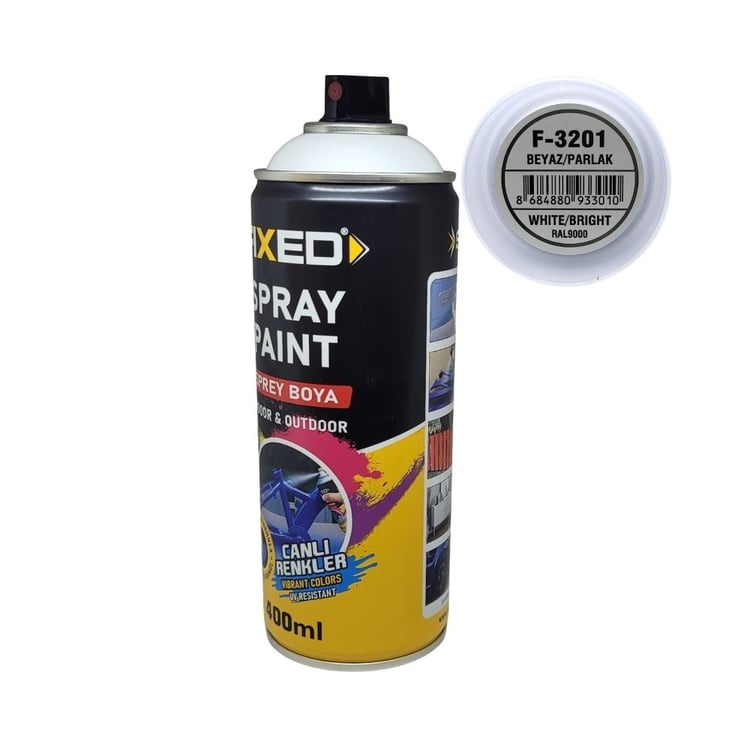 F3201-SGS Fixed Akrlik Sprey Boya - Parlak Beyaz (RAL9000) 320 gr 400 ml