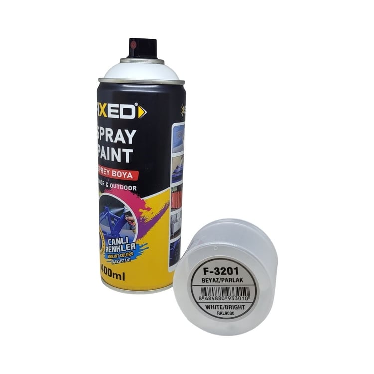 F3201-SGS Fixed Akrlik Sprey Boya - Parlak Beyaz (RAL9000) 320 gr 400 ml
