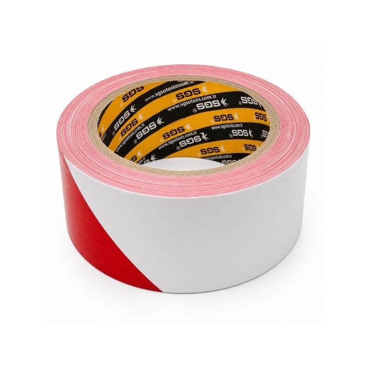 SGS2550-SGS İkaz Bandı 250 Metre Kırmızı-Beyaz Emniyet Şeridi Plastik 58 mm