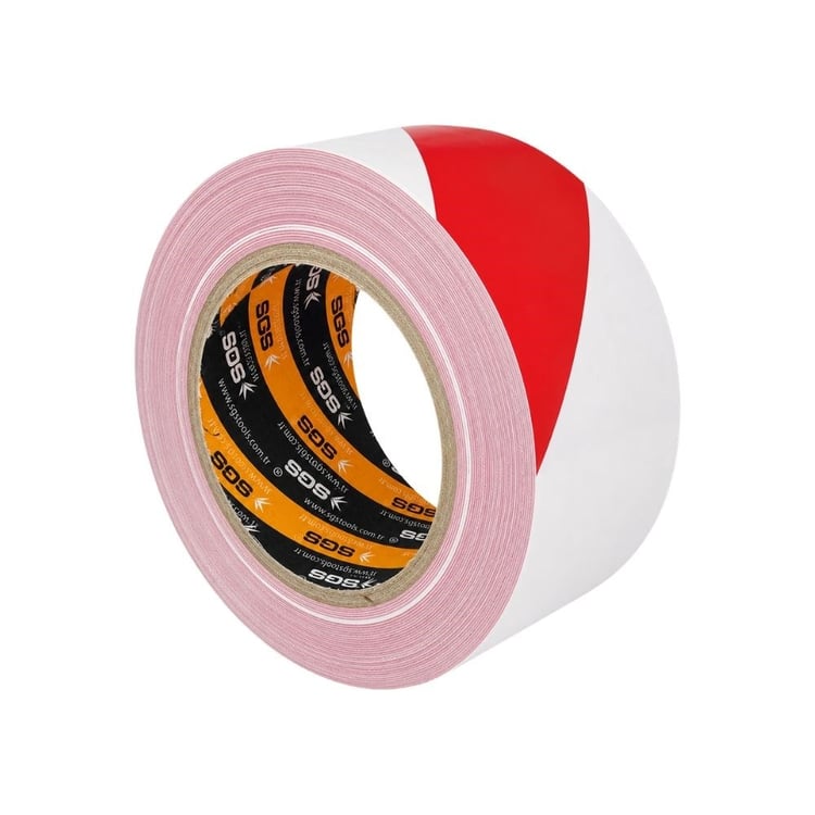 SGS2550-SGS İkaz Bandı 250 Metre Kırmızı-Beyaz Emniyet Şeridi Plastik 58 mm