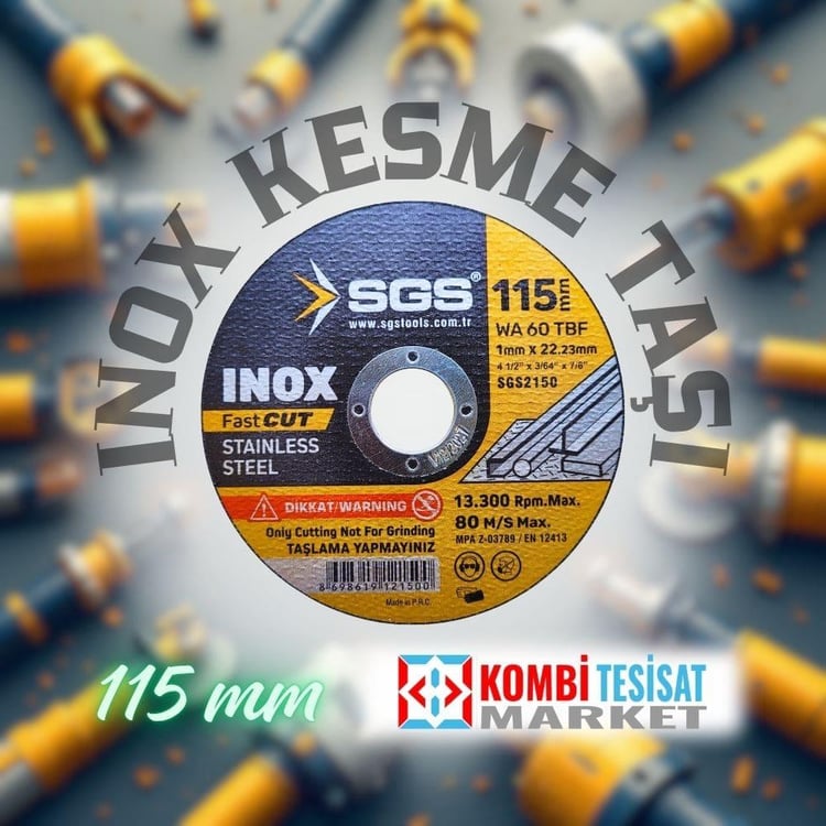 SGS2150-Sgs Inox Metal Kesme Taşı 115x1.0x22mm