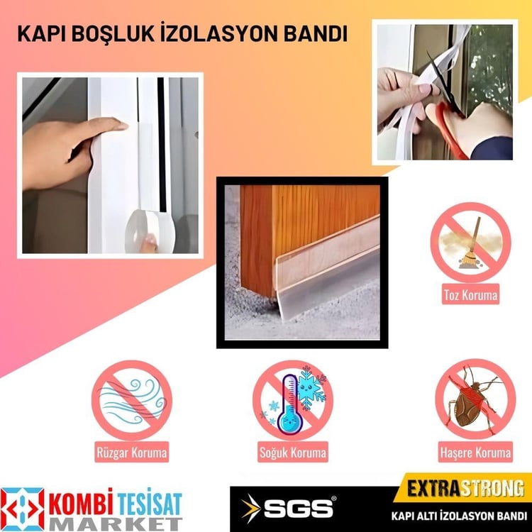 YAĞLAMA ve YAPIŞTIRMA-SGS-SGS Kapı Altı İzolasyon Bandı 35mm x 3m-SGS1243