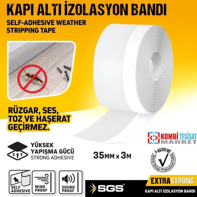 YAĞLAMA ve YAPIŞTIRMA-SGS-SGS Kapı Altı İzolasyon Bandı 35mm x 3m-SGS1243