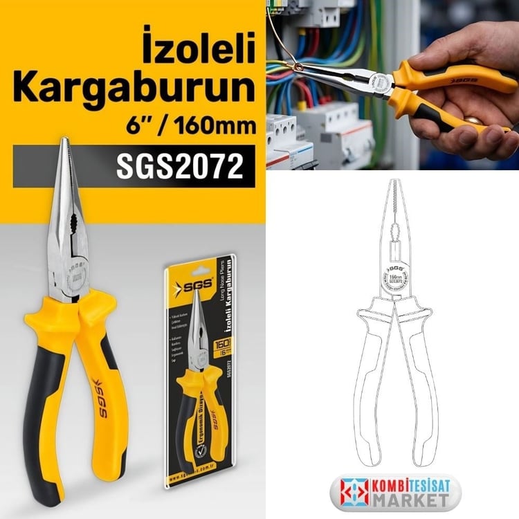 SGS2072-SGS Kargaburun Pense 160 mm İzoleli
