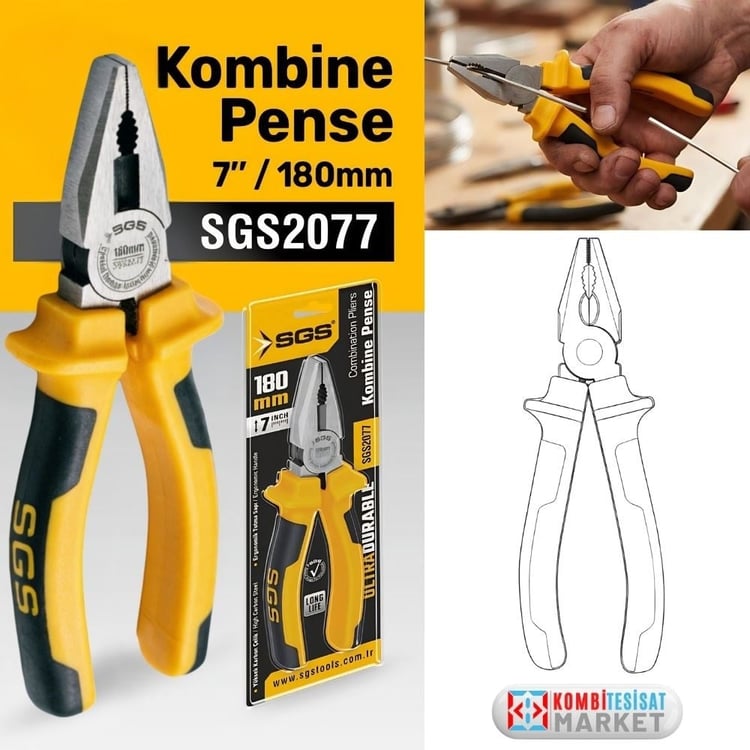 SGS2077-SGS Kombine Pense 180 mm İzoleli