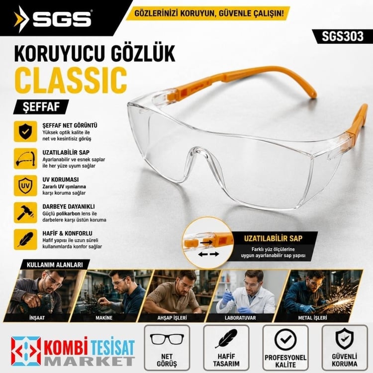 SGS303-SGS Koruyucu Gözlük Classic (Şeffaf)