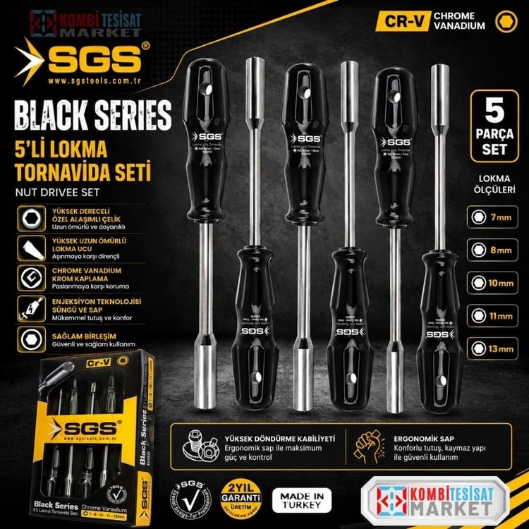 SGS920-SGS Lokma Tornavida Seti 5 Parça-Black Series