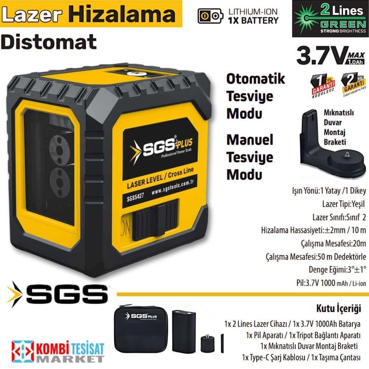 ÖLÇÜM ALETLERİ-SGS-SGS Plus Lazer Hizalama Distomat (Şakül)–2 Lines Yeşil Lazer-SGS5427