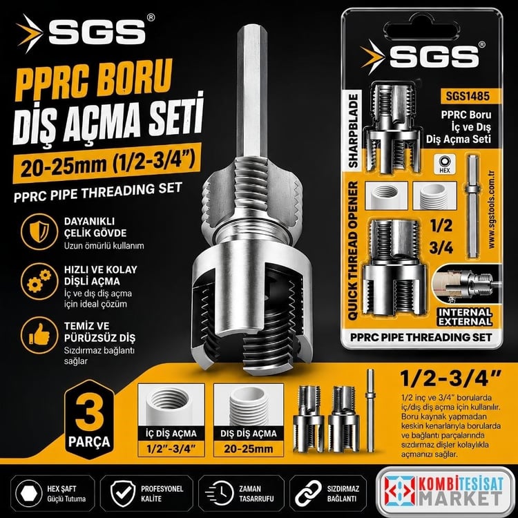 SGS1485-SGS Pprc Boruya Diş Açma Seti 20-25 mm (1/2-3/4)